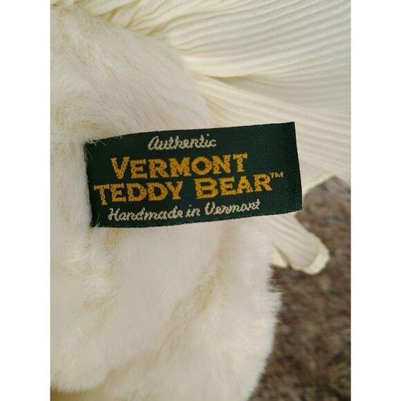 Angel Themed Vermont Teddy Bear With Gold Wings & White Pleated Dress Handmade P - Picture 2 of 6